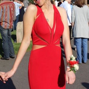 La Femme Red Formal Maxi Dress